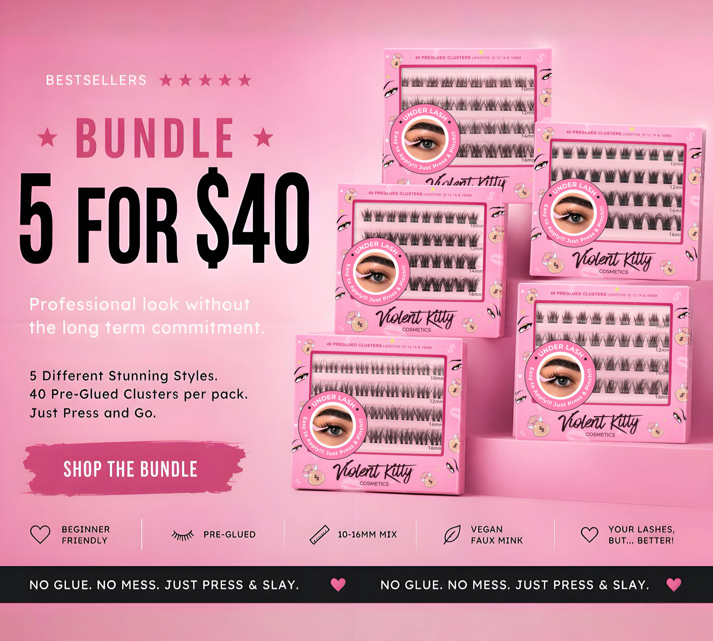 5 PACK BUNDLE!! Press & Pinch • Underlash Clusters! All 5 Styles: V1, V2, V3, V4, V5